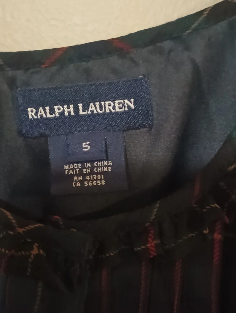 Ralph Lauren Girls Size 5 Plaid Ruffle Dress Holiday Fall